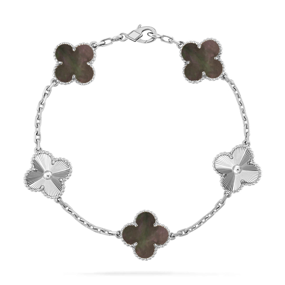 [Love's Uplift] CLOVER 5 MOTIF GRAY MOP BRACELET COLLECTION