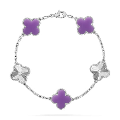 [Love's Uplift]CLOVER 5 MOTIF LIGHT PURPLE BRACELET COLLECTION