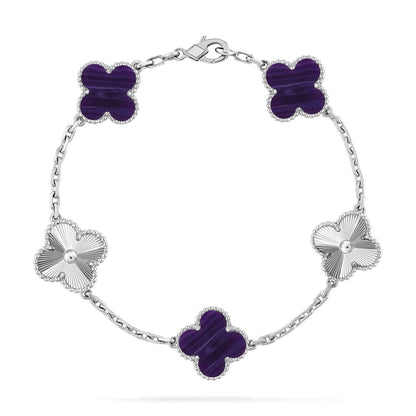 [Love's Uplift]CLOVER 5 MOTIF PURPLE STRIPES BRACELET COLLECTION