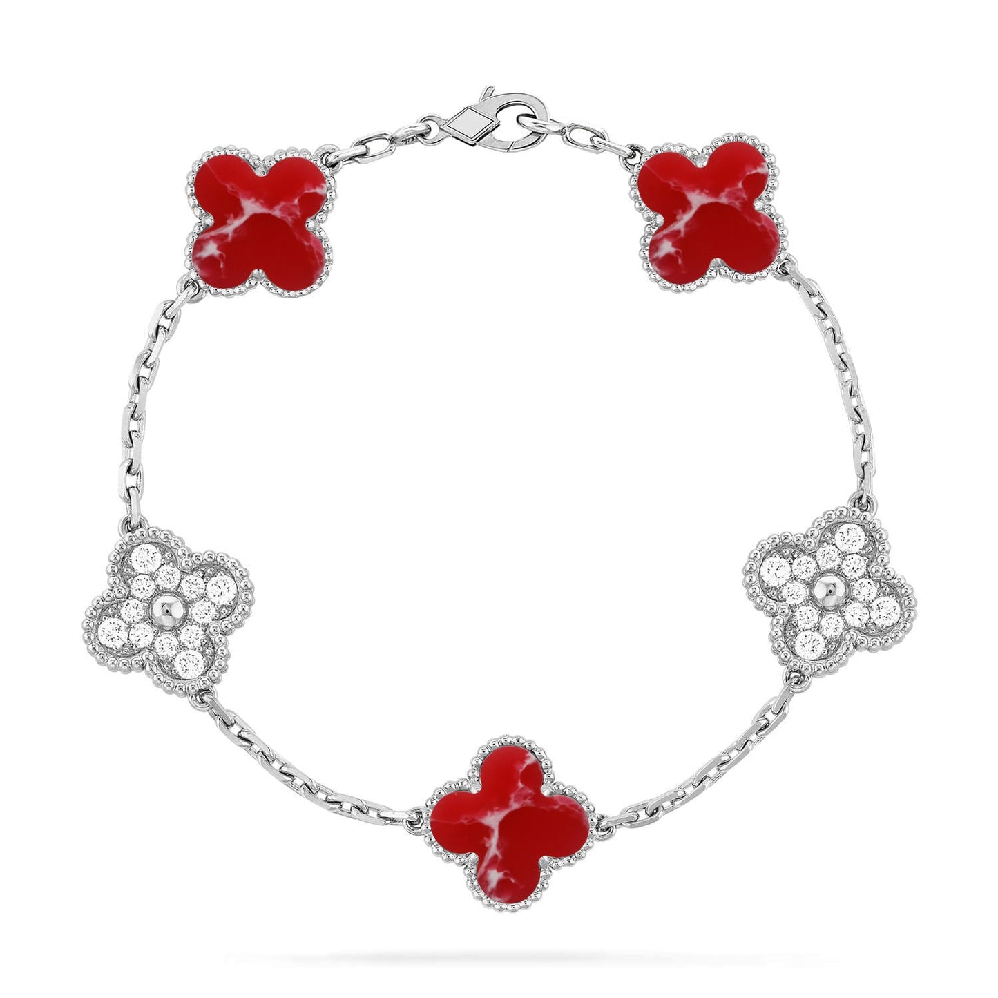 [Love's Uplift]CLOVER 5 MOTIF RED PATTERN BRACELET COLLECTION