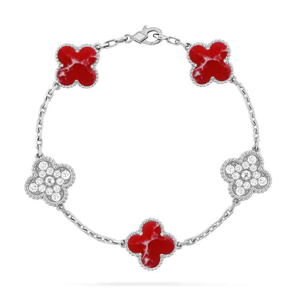 [Love's Uplift]CLOVER 5 MOTIF RED PATTERN BRACELET COLLECTION