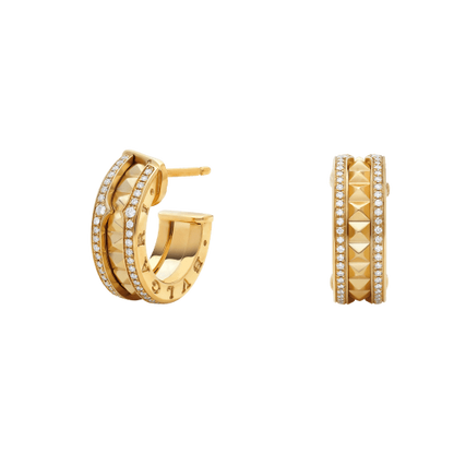[Love's Uplift]ZERO 1 ROCK GOLD EARRINGS WITH STUDDED SPIRAL AND PAVED DIAMONDS