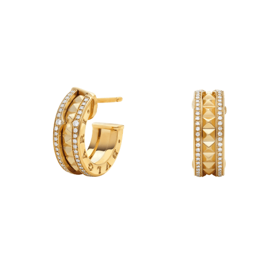 [Love's Uplift]ZERO 1 ROCK GOLD EARRINGS WITH STUDDED SPIRAL AND PAVED DIAMONDS