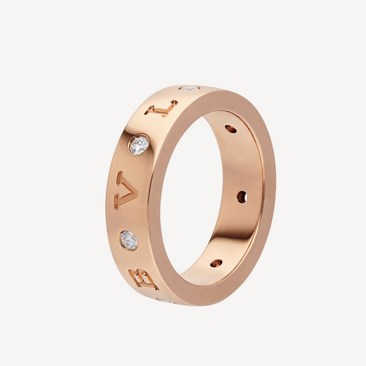 [Love's Uplift]ZERO 1 ESSENTIAL PINK GOLD BAND WITH DIAMONDS RING