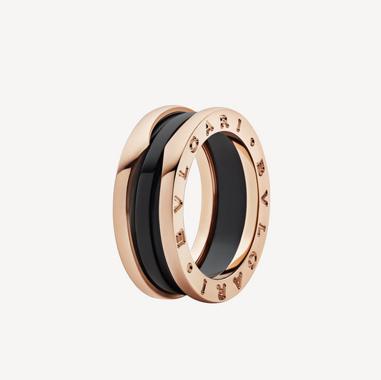 [Love's Uplift]ZERO 1 TWO-BAND LOOPS AND BLACK CERAMIC PINK GOLD RING