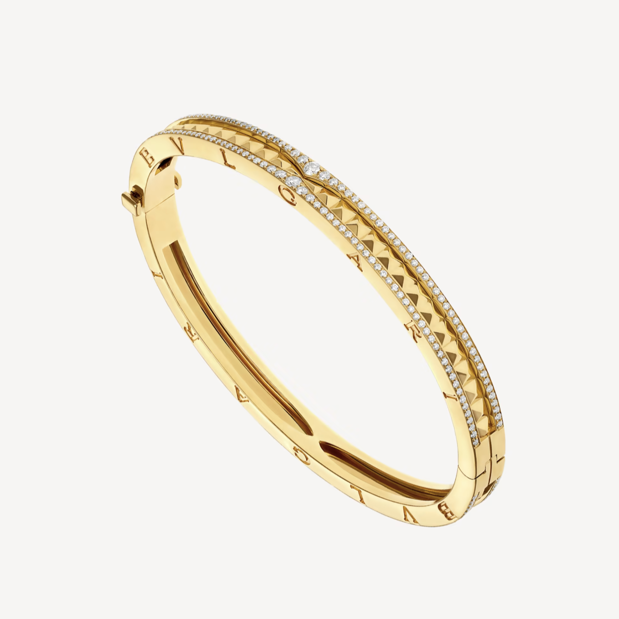 [Love's Uplift]ZERO 1 SPIRAL AND PAVED DIAMOND GOLD BRACELET