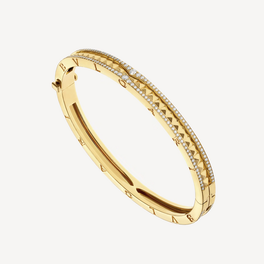 [Love's Uplift]ZERO 1 SPIRAL AND PAVED DIAMOND GOLD BRACELET