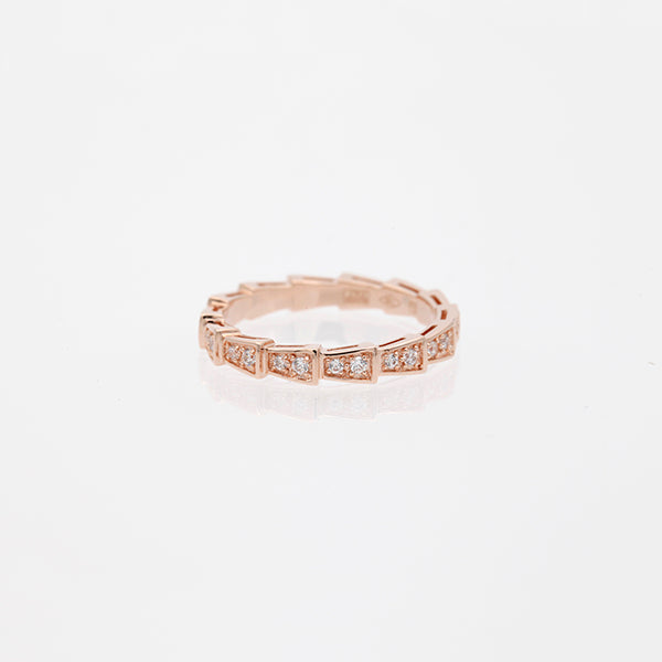 [Love's Uplift]SERPENTI RING PINK GOLD DIAMOND PAVED 3MM