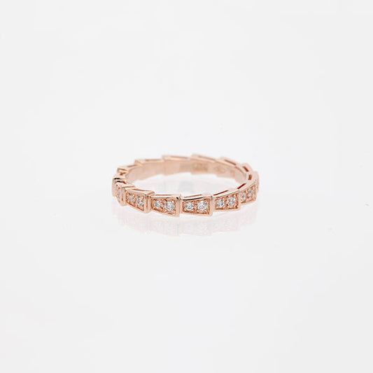 [Love's Uplift]SERPENTI RING PINK GOLD DIAMOND PAVED 3MM