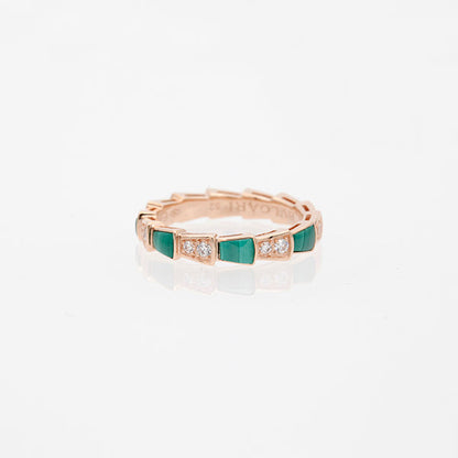 [Love's Uplift]SERPENTI RING PINK GOLD MALACHITE DIAMOND 3MM