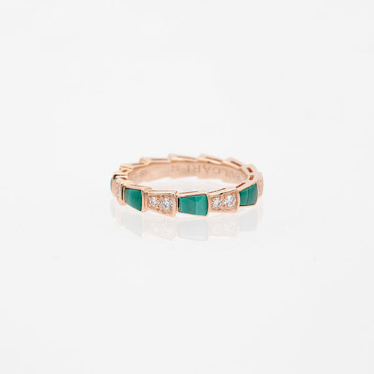 [Love's Uplift]SERPENTI RING PINK GOLD MALACHITE DIAMOND 3MM