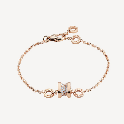 [Love's Uplift]ZERO 1 SOFT PINK GOLD WITH PAVED DIAMONDS ON THE SPIRAL BRACELET