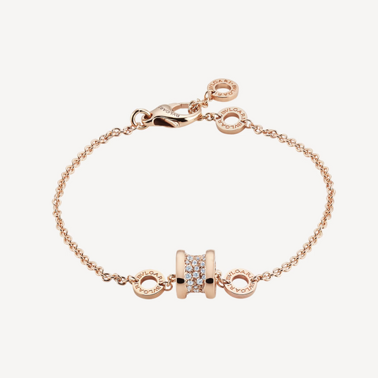 [Love's Uplift]ZERO 1 SOFT PINK GOLD WITH PAVED DIAMONDS ON THE SPIRAL BRACELET