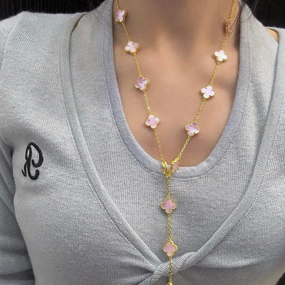 [Love's Uplift]CLOVER 20 MOTIFS PINK MOP NECKLACE