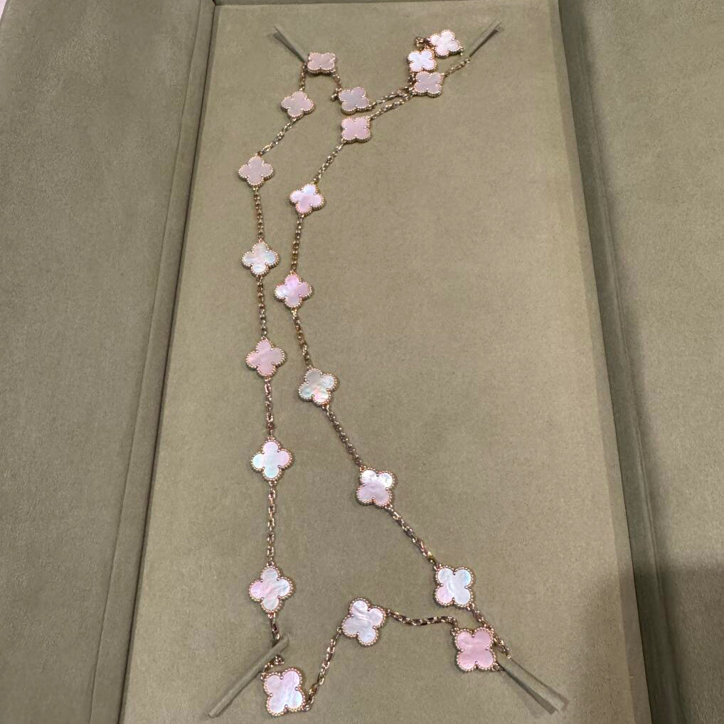 [Love's Uplift]CLOVER 20 MOTIFS PINK MOP NECKLACE