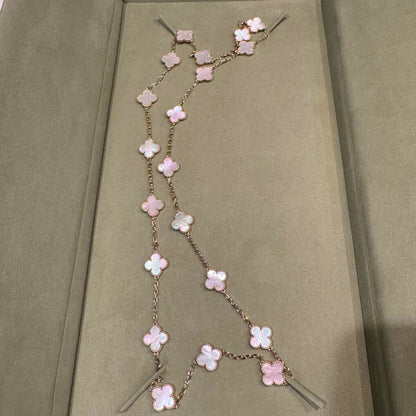 [Love's Uplift]CLOVER 20 MOTIFS PINK MOP NECKLACE