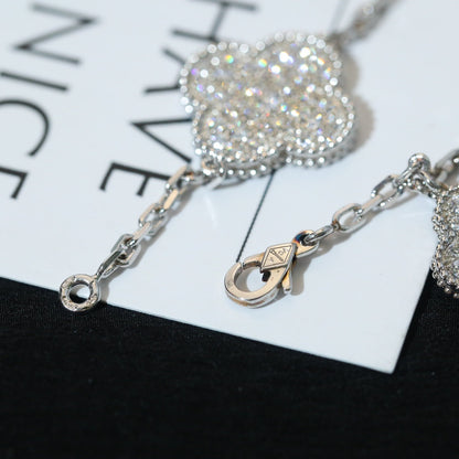 [Love's Uplift]CLOVER BRACELET 5 MOTIF SILVER DIAMOND PAVED