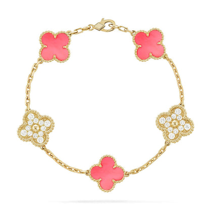 [Love's Uplift] CLOVER 5 MOTIFS  PINK MOP BRACELET COLLECTION