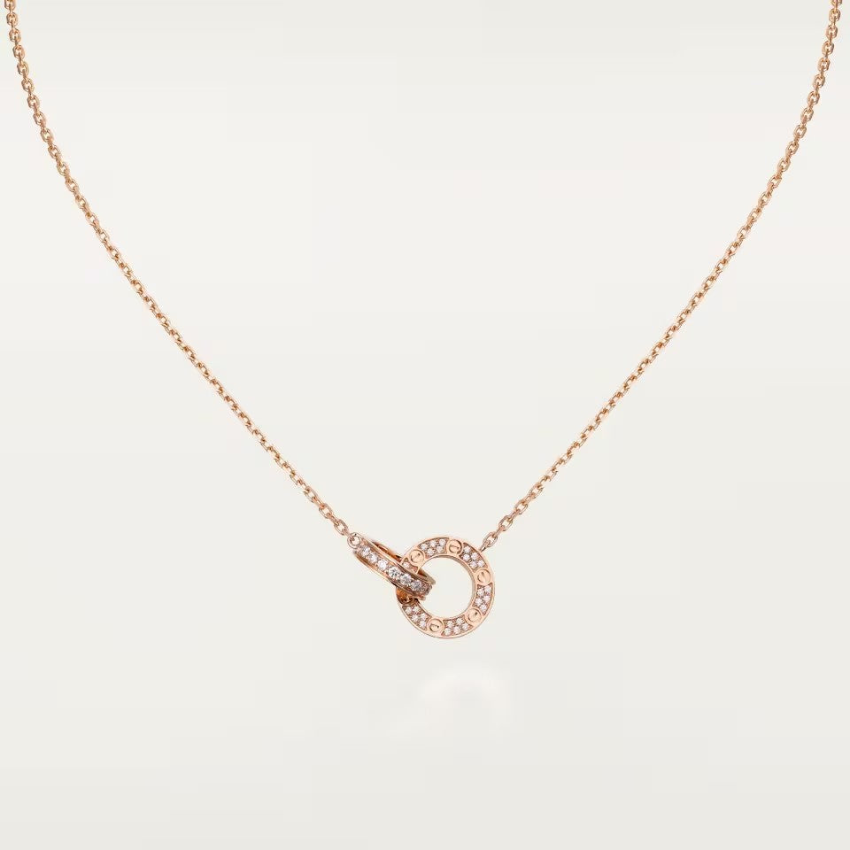 [Love's Uplift]LOVE  FULL DIAMOND PENDANT NECKLACE