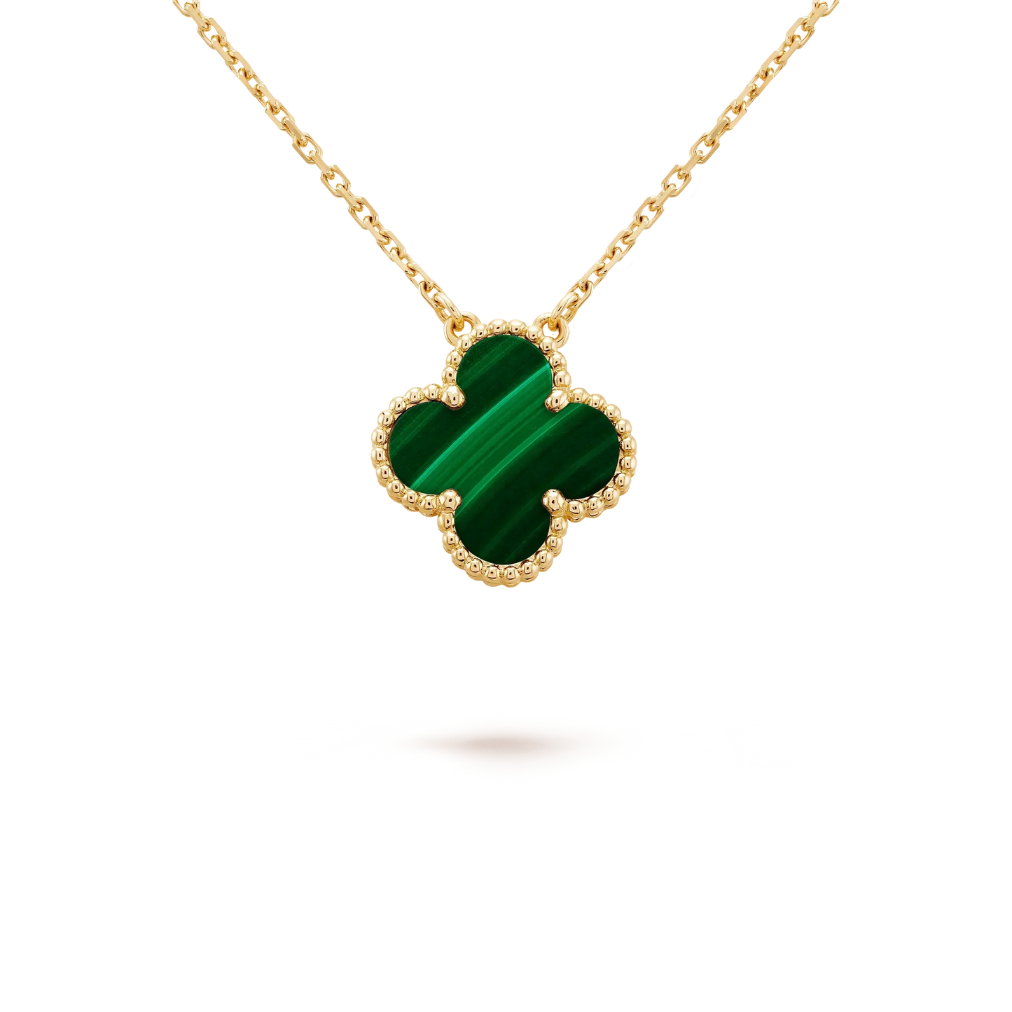 [Love's Uplift]CLOVER 15MM MALACHITE SINGLE FLOWER  NECKLACE