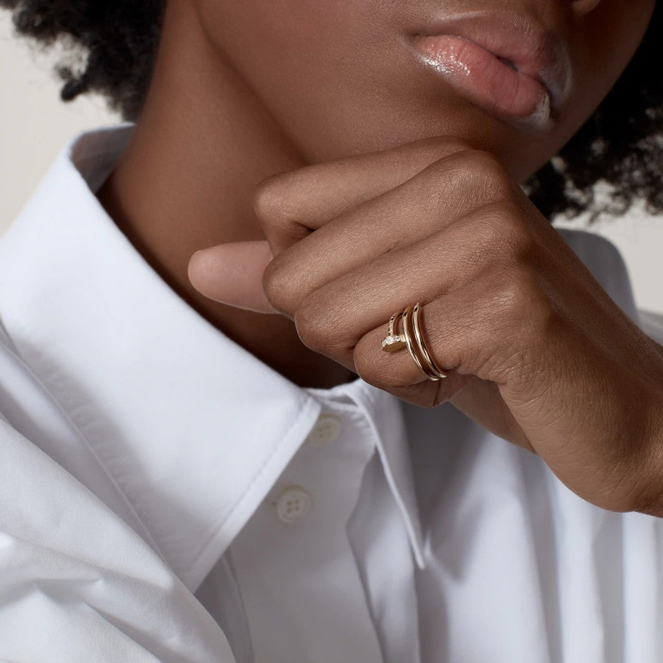 [Love's Uplift]JUSTE RING 4.8MM HALF DIAMOND