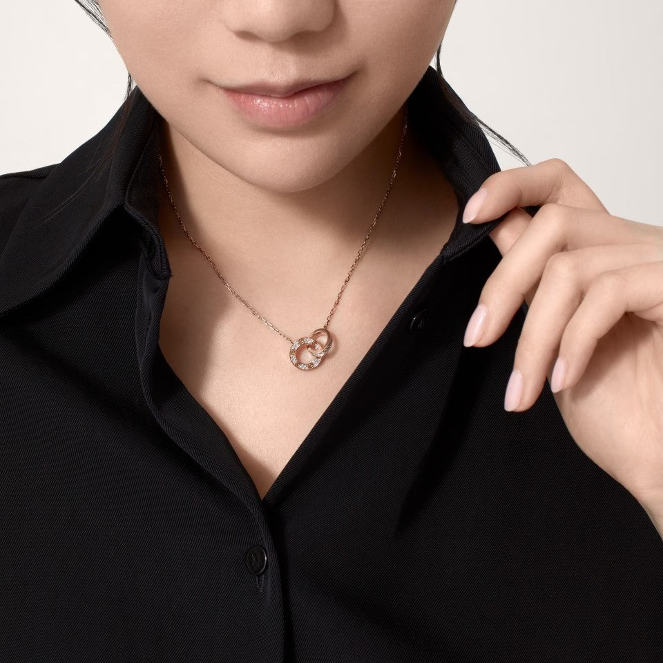 [Love's Uplift]LOVE  FULL DIAMOND PENDANT NECKLACE