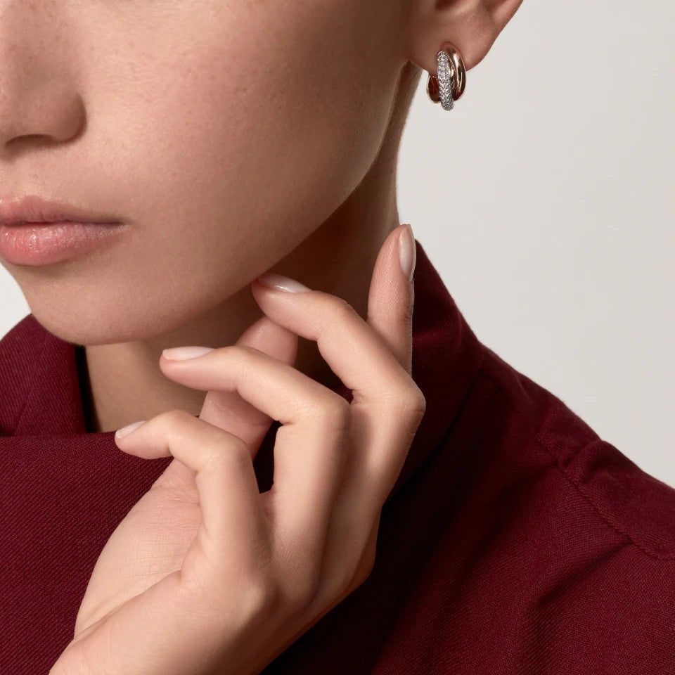 [Love's Uplift]TRINITY HALF DIAMOND  CLASSIC EARRINGS