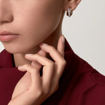[Love's Uplift]TRINITY HALF DIAMOND  CLASSIC EARRINGS