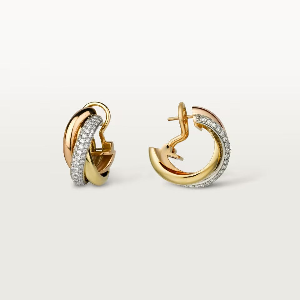 [Love's Uplift]TRINITY HALF DIAMOND  CLASSIC EARRINGS