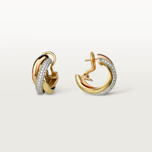 [Love's Uplift]TRINITY HALF DIAMOND  CLASSIC EARRINGS