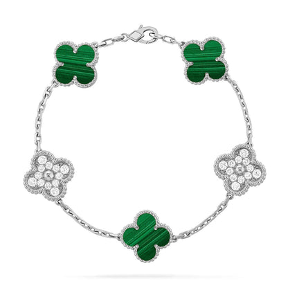 [Love's Uplift] CLOVER 5 MOTIF MALACHITE BRACELET COLLECTION