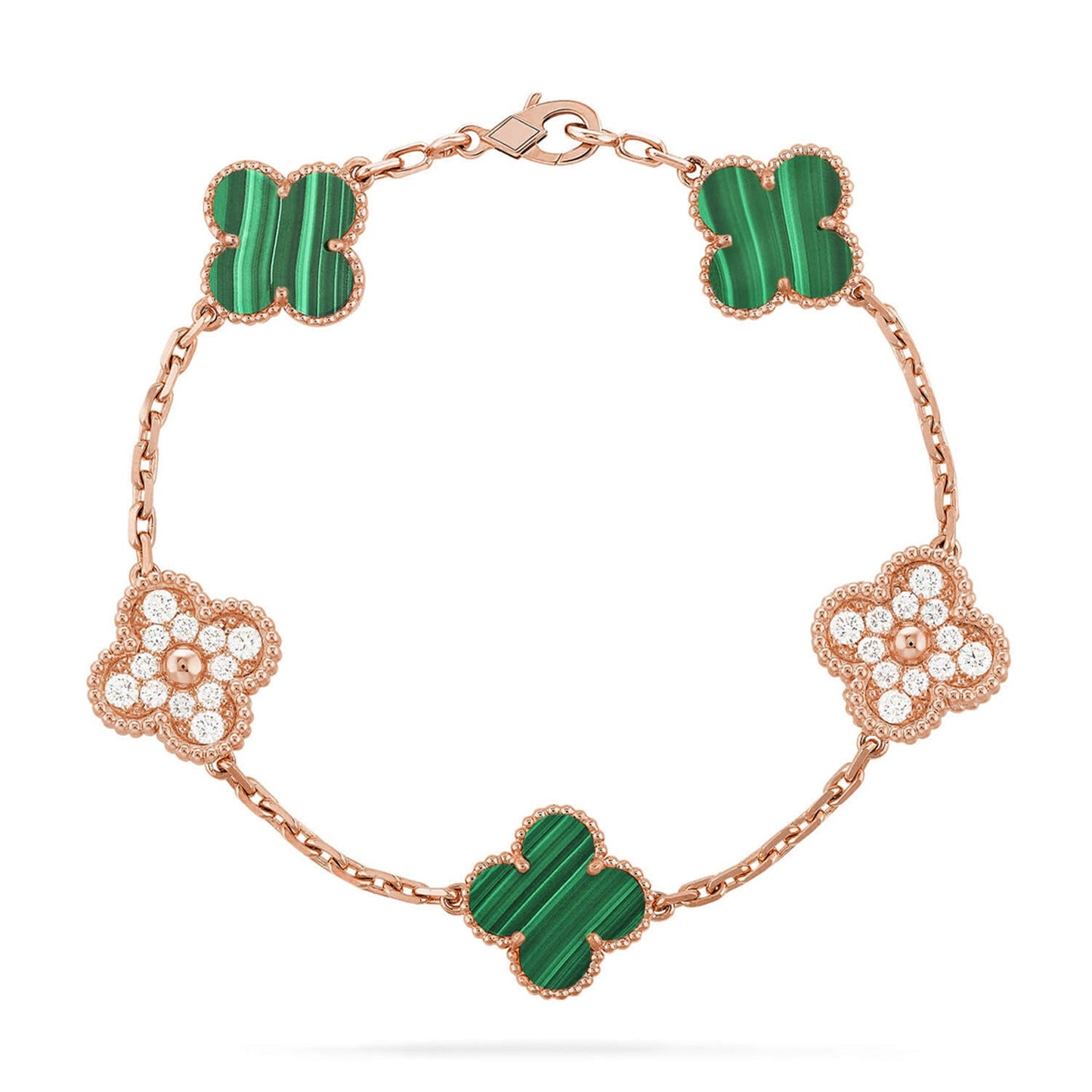 [Love's Uplift] CLOVER 5 MOTIF MALACHITE BRACELET COLLECTION
