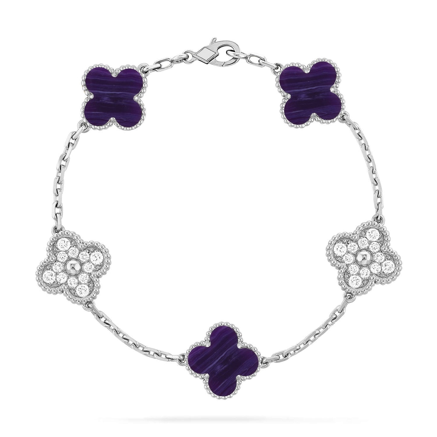 [Love's Uplift]CLOVER 5 MOTIF PURPLE STRIPES BRACELET COLLECTION