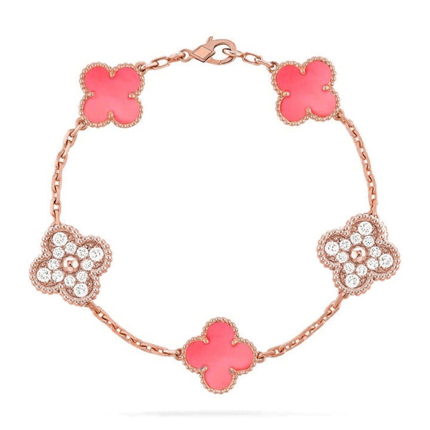 [Love's Uplift] CLOVER 5 MOTIFS  PINK MOP BRACELET COLLECTION