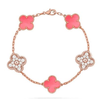[Love's Uplift] CLOVER 5 MOTIFS  PINK MOP BRACELET COLLECTION