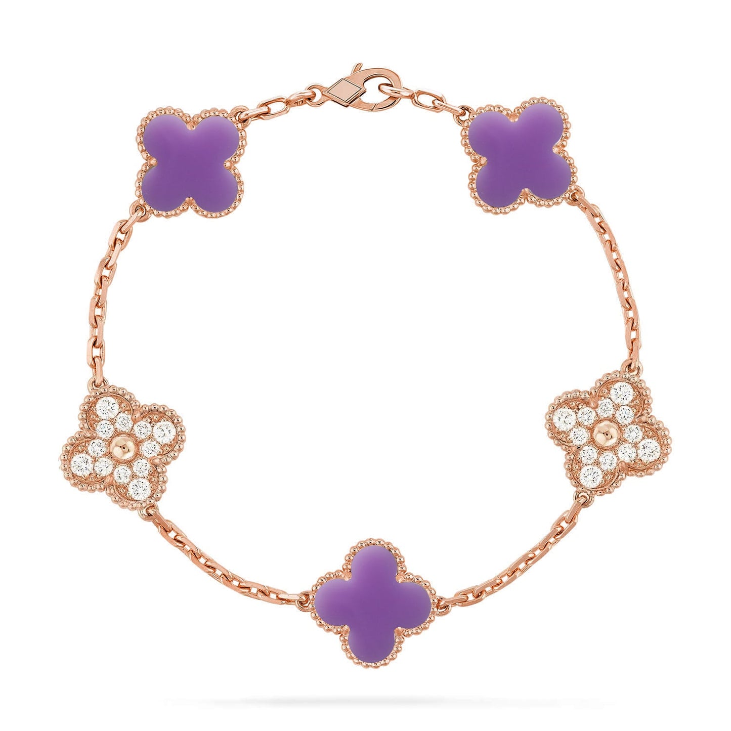 [Love's Uplift]CLOVER 5 MOTIF LIGHT PURPLE BRACELET COLLECTION