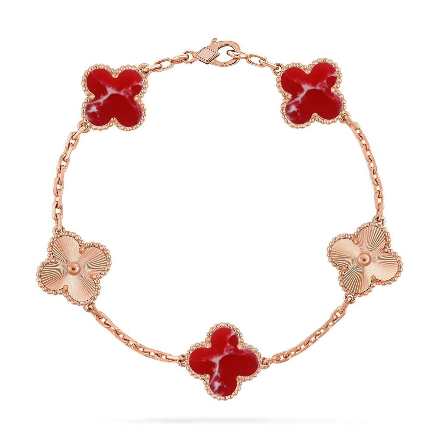[Love's Uplift]CLOVER 5 MOTIF RED PATTERN BRACELET COLLECTION