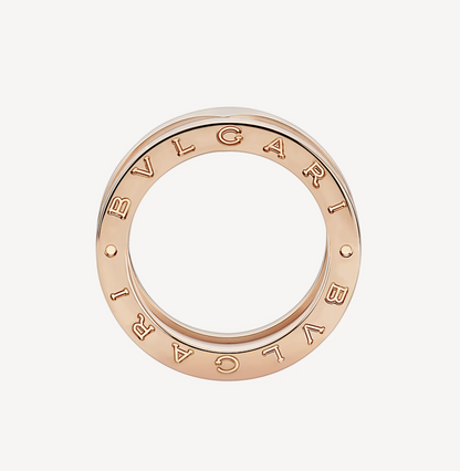 [Love's Uplift]ZERO 1 TWO-BAND LOOPS AND WHITE CERAMIC SPIRAL PINK GOLD RING