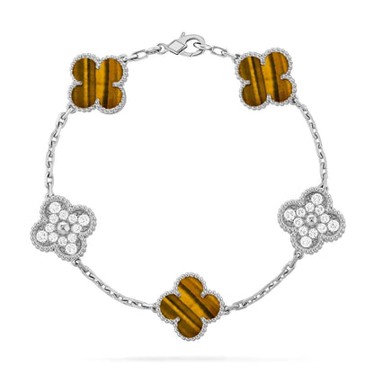 [Love's Uplift] CLOVER 5 MOTIFS TIGER EYE BRACELET COLLECTION