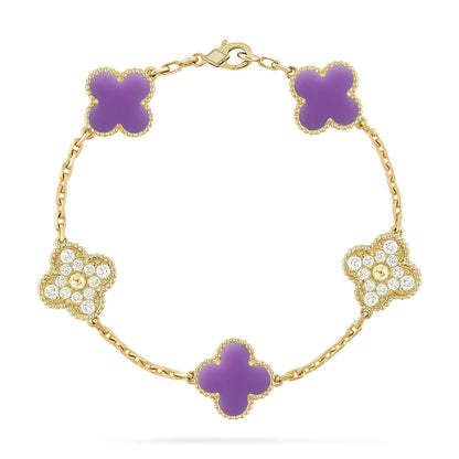 [Love's Uplift]CLOVER 5 MOTIF LIGHT PURPLE BRACELET COLLECTION