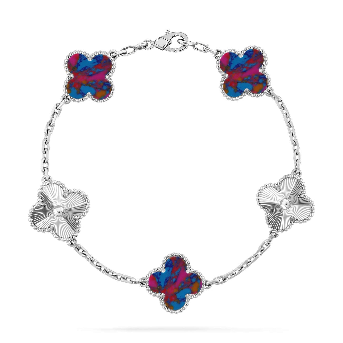 [Love's Uplift]CLOVER 5 MOTIF COLOR GEMSTONES BRACELET COLLECTION
