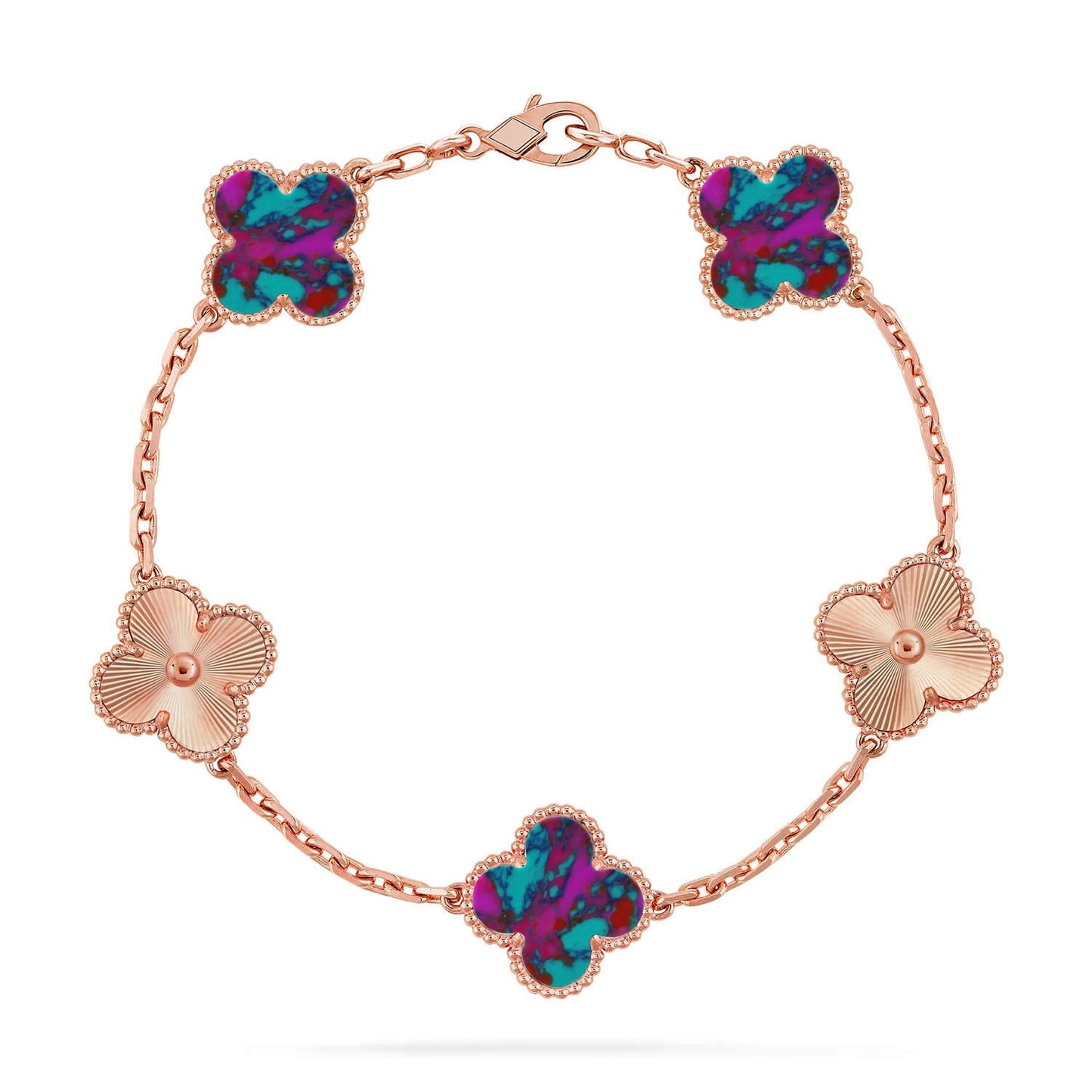 [Love's Uplift]CLOVER 5 MOTIF COLOR GEMSTONES BRACELET COLLECTION