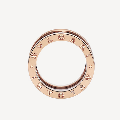[Love's Uplift]ZERO 1 FOUR-BAND LOOPS AND BLACK CERAMIC SPIRAL PINK GOLD RING