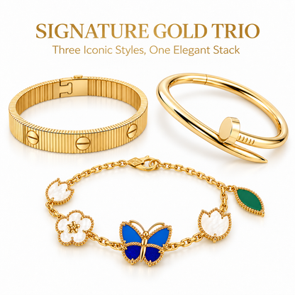 [Love's Uplift]Clover Lucky Spring & Love & Juste Garden 3-Piece  Bracelet Stack Set