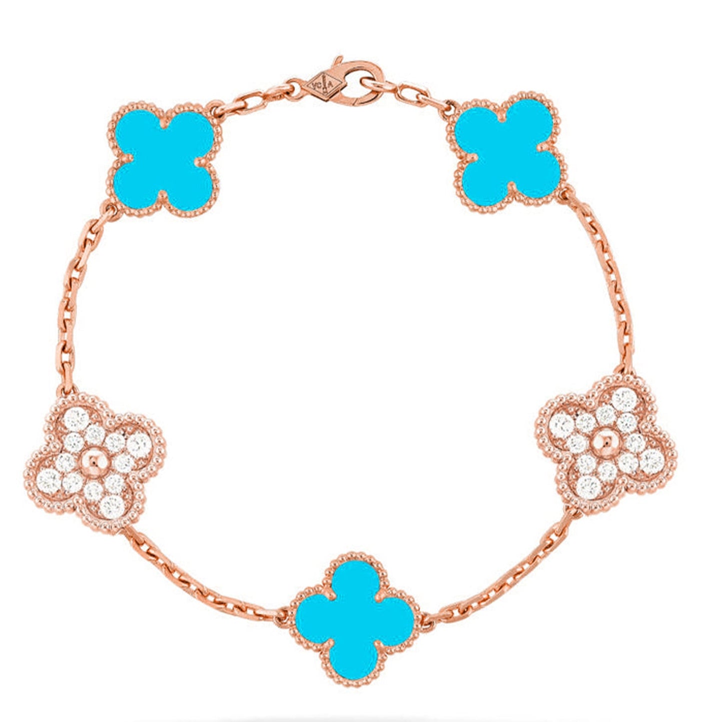 [Love's Uplift] CLOVER 5 MOTIF TURQUOISE BRACELET COLLECTION