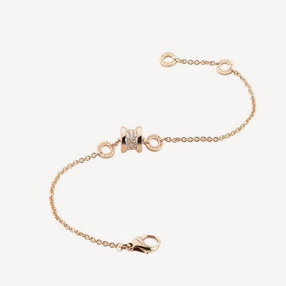 [Love's Uplift]ZERO 1 SOFT PINK GOLD WITH PAVED DIAMONDS ON THE SPIRAL BRACELET