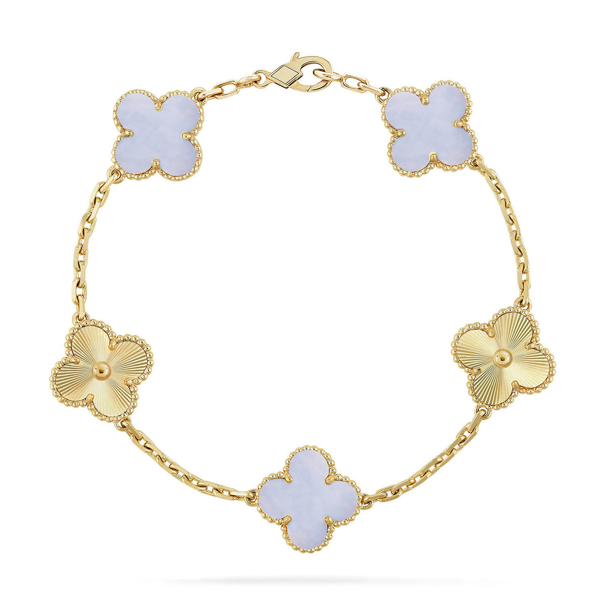 [Love's Uplift] CLOVER 5 MOTIF PURPLE CHALCEDONY BRACELET COLLECTION