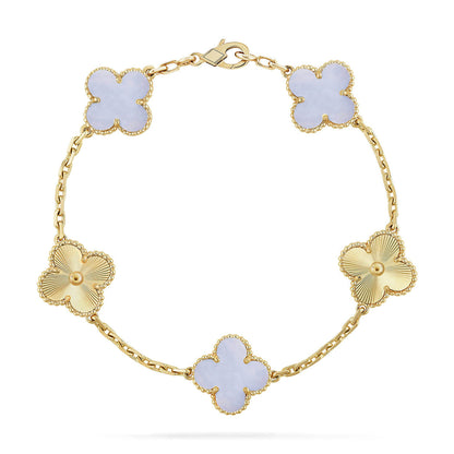 [Love's Uplift] CLOVER 5 MOTIF PURPLE CHALCEDONY BRACELET COLLECTION