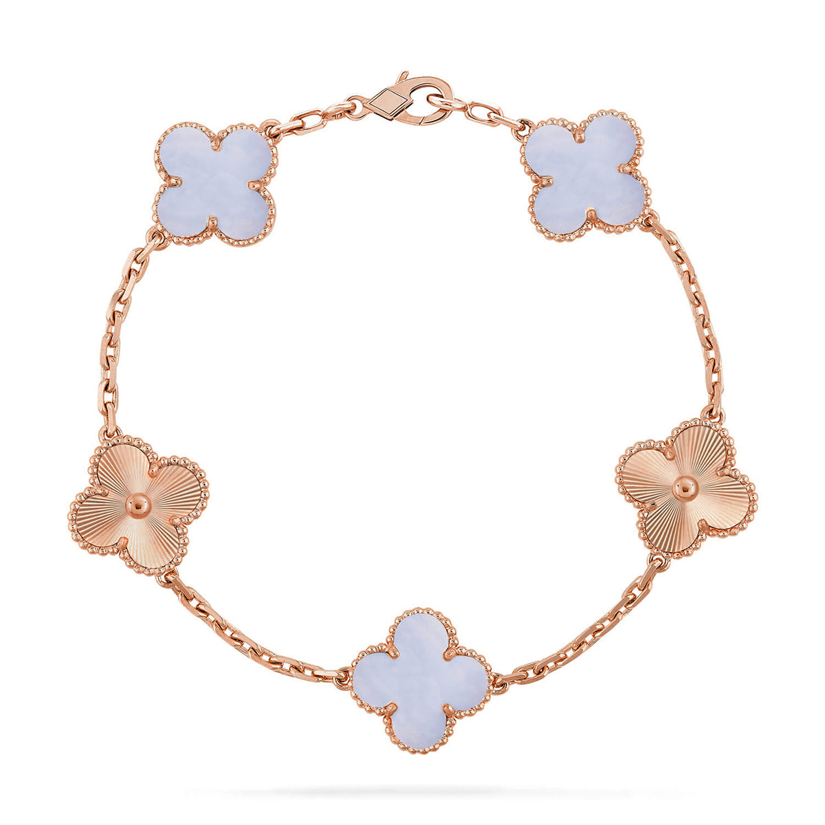 [Love's Uplift] CLOVER 5 MOTIF PURPLE CHALCEDONY BRACELET COLLECTION