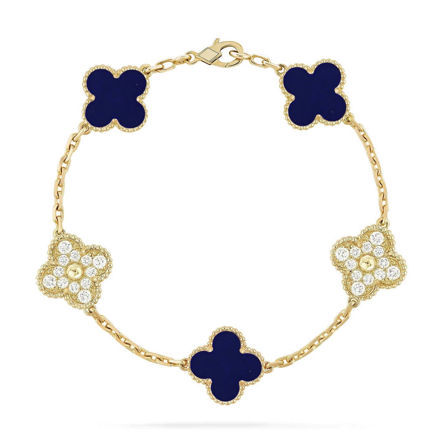 [Love's Uplift]CLOVER 5 MOTIF LAPIS LAZULI BRACELET COLLECTION